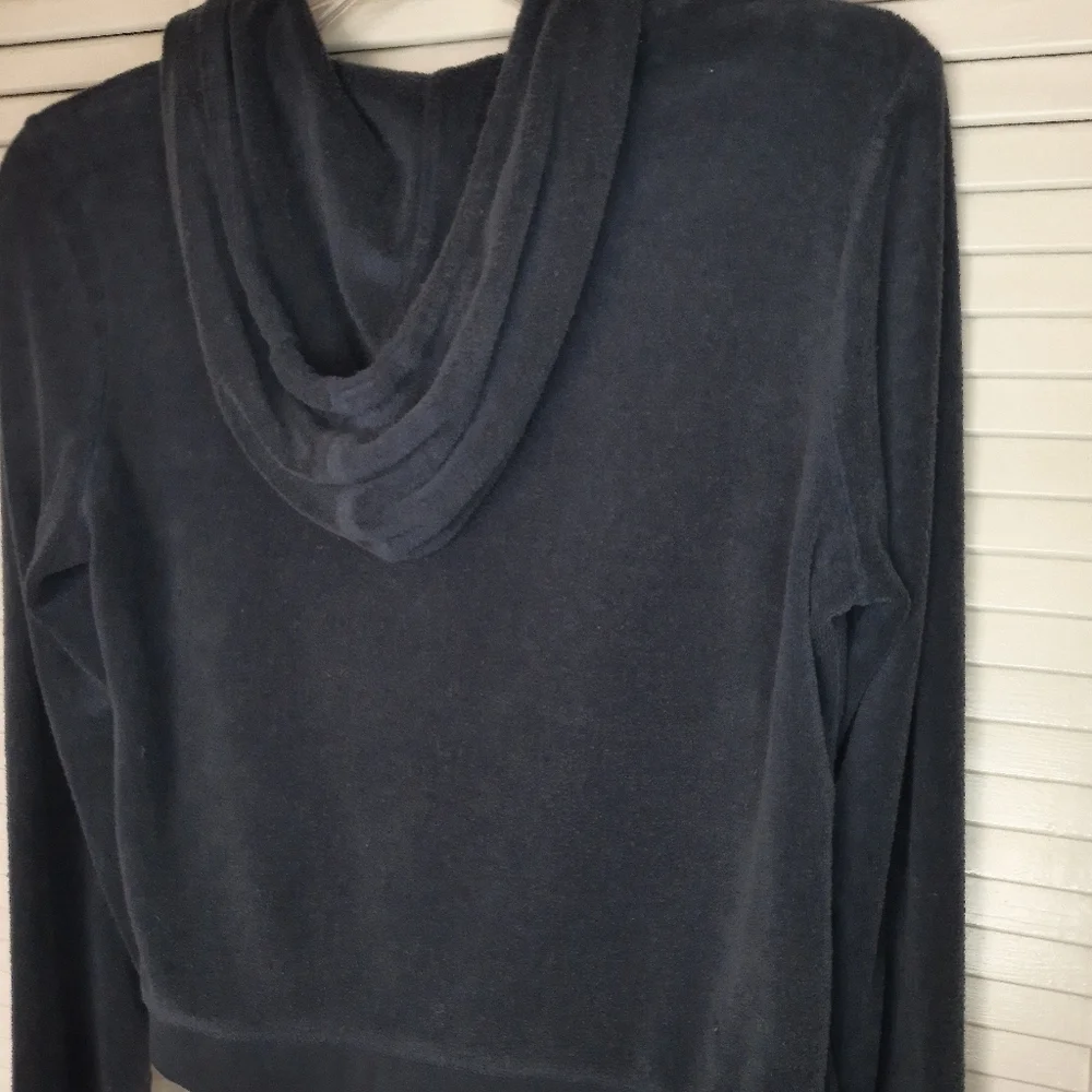 Juicy Couture Navy Blue Velour Hoodie Jacket Medium - Picture 6 of 12